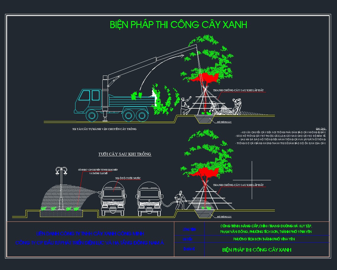 File CAD Biện pháp thi công trồng cây xanh - Thư viện File - Số ...