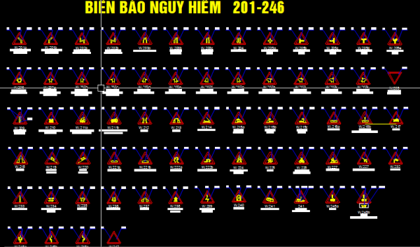 Thư viện CAD biển báo, cọc tiêu theo QC41 - 2016 bộ giao thông vận tải