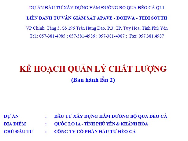 Tai lieu thuvienfile com ke hoach quan ly chat luong ham duong bo deo ca