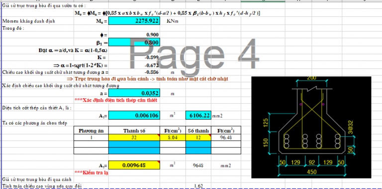 Excel Bảng tính Dầm T BTCT thường – Thư viện File – Giải pháp tốt cho bạn