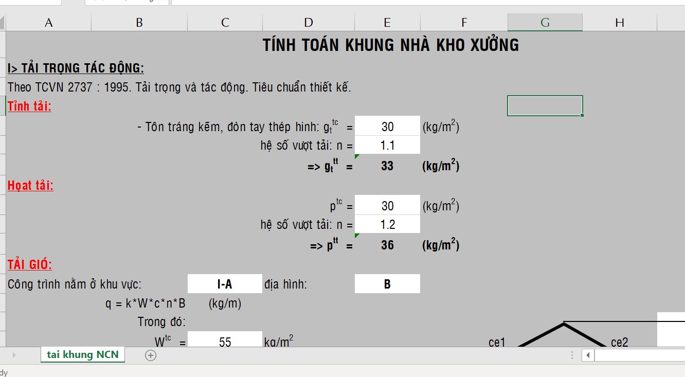 Bảng tính file excel tính toán khung nhà xưởng - Thư viện File ...