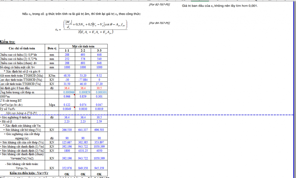 Bảng tính excel kiểm toán tường chắn btct trên móng cọc btct theo TCVN ...