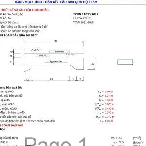 Bảng tính excel bản quá độ,bản giảm tải hoàn toàn = excel theo TCVN 11823-2017