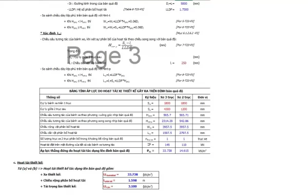 Bảng tính excel bản quá độ,bản giảm tải hoàn toàn = excel theo TCVN 11823-2017