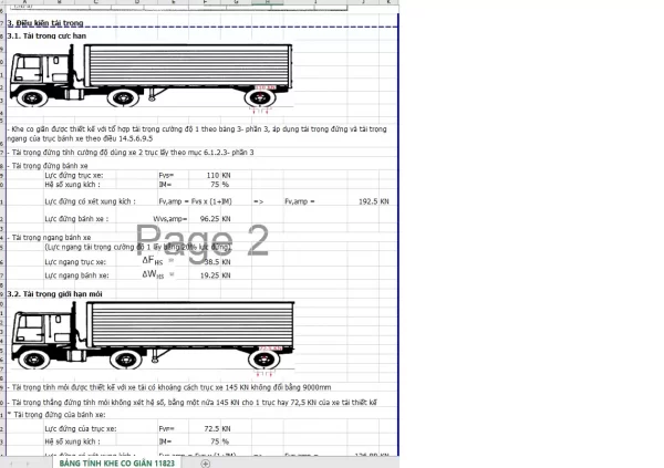 Bảng tính excel khe co giãn TCVN 11823-2017 và ASSHTO LRFD mới nhất