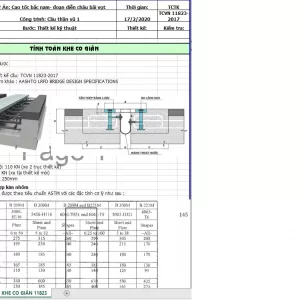 Bảng tính excel khe co giãn TCVN 11823-2017 và ASSHTO LRFD mới nhất