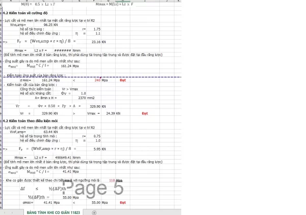 Bảng tính excel khe co giãn TCVN 11823-2017 và ASSHTO LRFD mới nhất