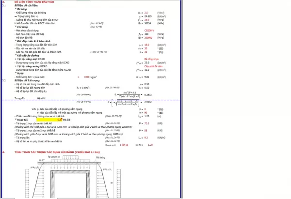 Bảng tính excel rãnh có nắp BTCT,hoàn toàn = excel theo TCVN 11823-2017 (bản chuẩn mới nhất)