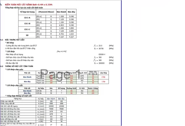 Bảng tính excel rãnh hở BTCT,hoàn toàn = excel theo TCVN 11823-2017 (mới nhất,chuẩn nhất)