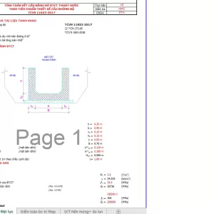 Bảng tính excel rãnh hở BTCT,hoàn toàn = excel theo TCVN 11823-2017 (mới nhất,chuẩn nhất)