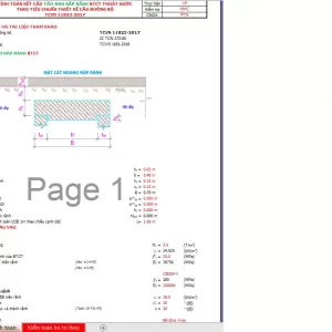 Bảng tính excel Tấm Đan Nắp Rãnh btct,Nắp đan rãnh btct,nắp rãnh btct theo TCVN 11823-2017 mới nhất