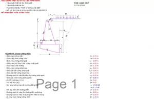 Bảng tính tường chắn trọng lực có 2 mái nghiêng bằng đá hộc, bê tông…trên nền móng gia cố cọc tre,cừ tràm TCVN 11823-2017