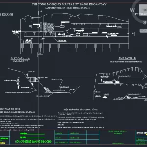 File cad mở taluy bằng tay, vách đá