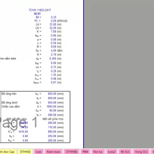 Bảng tính dầm I33m-TCVN11823-2017