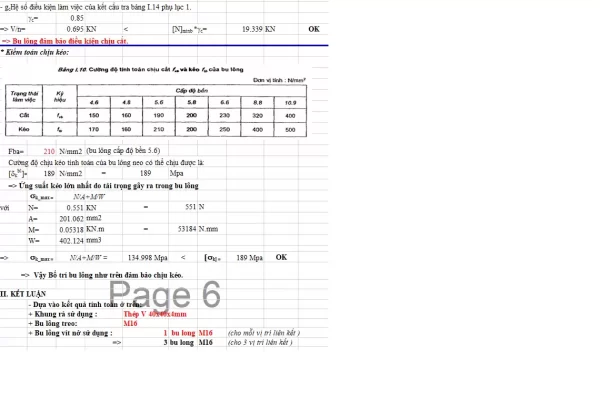 Bảng tính Khung rá treo đỡ đường ống nước mới nhất