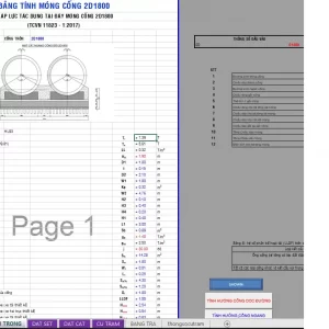 Bảng tính móng cống gia cố cọc tre cừ tràm theo TCVN 11823-2017