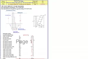 Bảng tính tường chắn xây gạch trên nền đất yếu gia cố cọc tre-cừ tràm TCVN11823-2017 và 5573-2011