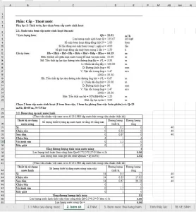 File Excel Tính Toán Hệ Thống Cấp Nước, Bơm Cấp Nước, Thủy Lực Đường Ống