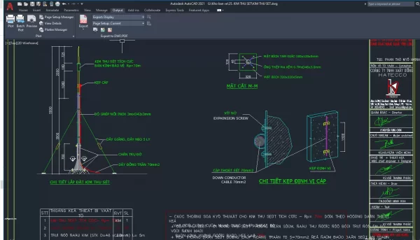 Bản vẽ autocad chi tiết Kim thu sét