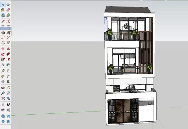 Full thiết kế nhà phố lệch tầng 5x15m (Cad- Sketchup- Chi tiết)