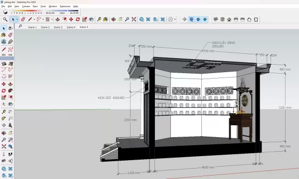 Sketchup đền thờ, mả, kim tĩnh, mộ