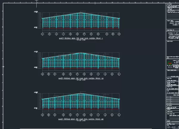 Cad bản vẽ xưởng, chi tiết nhà xưởng khung thép