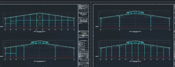 Cad bản vẽ xưởng, chi tiết nhà xưởng khung thép