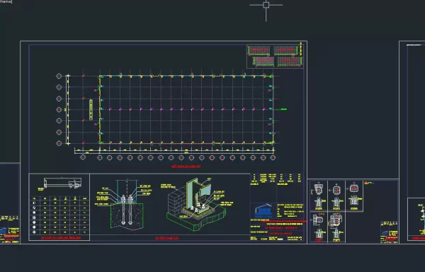 CAD Nhà xưởng kiến trúc kết cấu thép