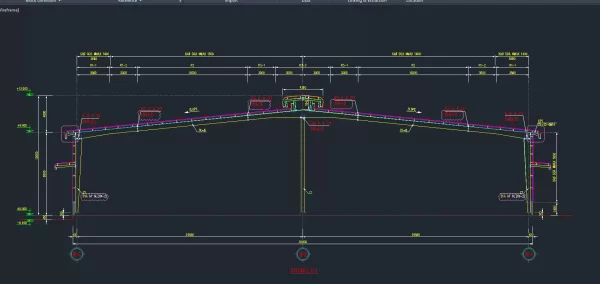 CAD Nhà xưởng kiến trúc kết cấu thép