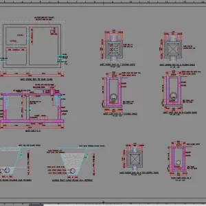 Chi tiết cad bể tự hoại, chi tiết bể phốt 3 ngăn