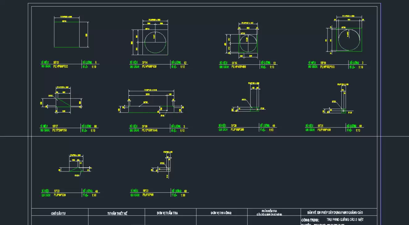 file cad biển quảng cáo 3 mặt