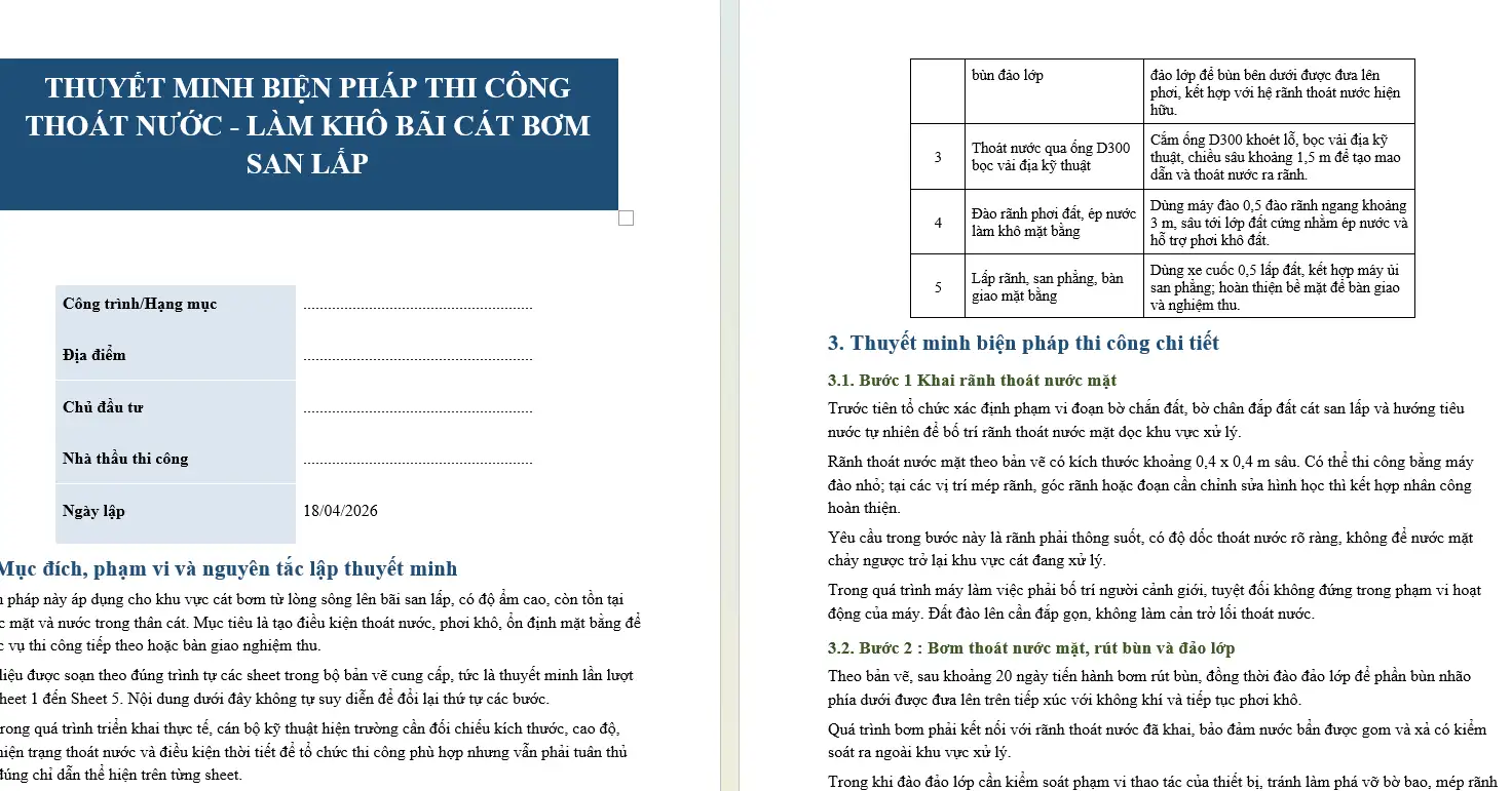 Tai lieu thuvienfile com bang ve va thuyet minh bien phap thi cong thoat nuoc lam kho bai cat bom san lap