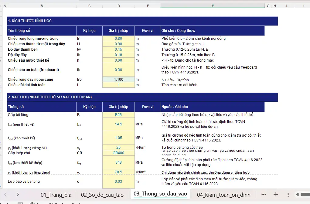 Tai lieu thuvienfile com bang tinh excel toan thiet ke ket cau muong ho