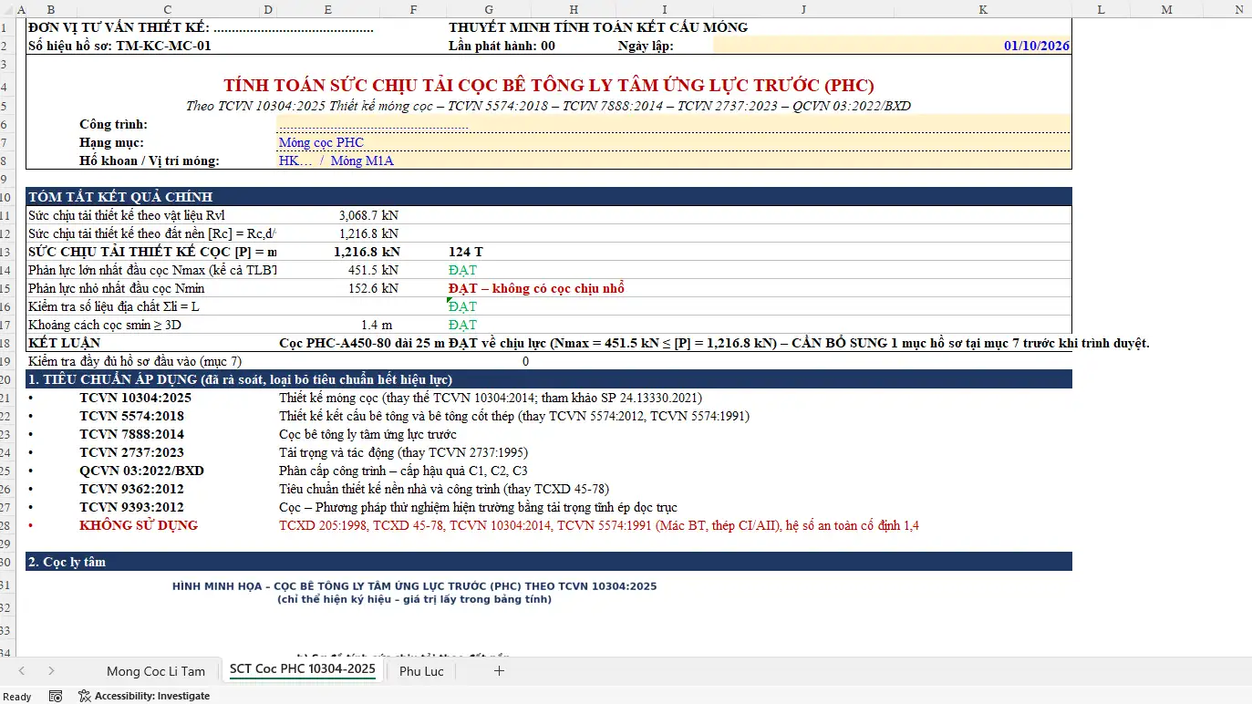 Tai lieu thuvienfile com file excel tinh toan mong coc phc theo tcvn 103042025 suc chiu tai coc be tong li tam